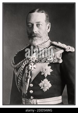 King George V portrait archive 1923 B&W studio posed official portrait George Fifth V George Frederick Ernest Albert, 1865 – 1936. King of the United Kingdom and the British Dominions, and Emperor of India Stock Photo