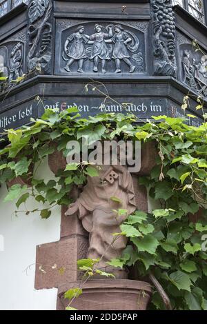 geography / travel, Germany, Hesse, Ruedesheim, carving in Drosselgasse, Ruedesheim at Rhine, Upper Mi, Additional-Rights-Clearance-Info-Not-Available Stock Photo
