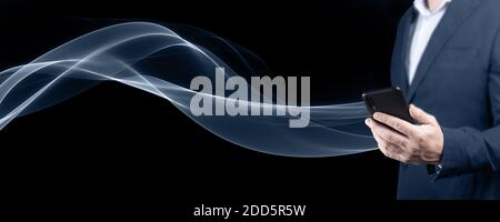 Financial data on cell mobile phone. Analytics Report Status Information Analysis Chart Graph in digital screen. Business analyzing financial statisti Stock Photo