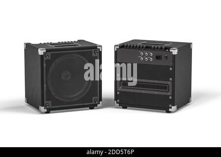 Black guitar amplifier isolated on white background - 3d render Stock Photo