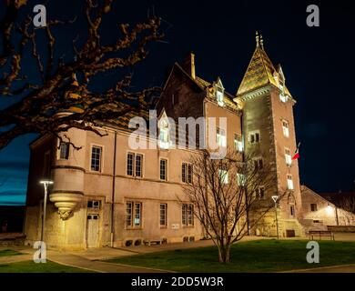 Old streets and medieval castles of a small Burgundy town, France Stock Photo