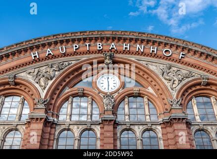 Bremen's Central Station (Hauptbahnhof) dates back to 1891. The transport hub also includes the main tram station too. Shot during the day and evening Stock Photo