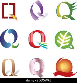 Set of Decorative Letter Q Icons - Elements for Logo Design Stock Vector