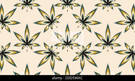 Marijuana leafs or cannabis leafs weed seamless pattern Stock Vector