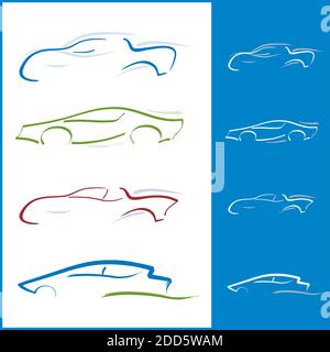 Various Vector Car Icons and Pictograms - Dynamic Elements for Logo Design Stock Vector