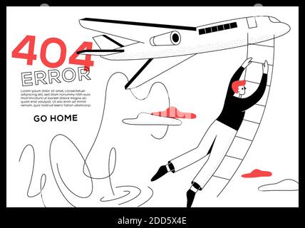 404 error page - flat design style web banner Stock Vector