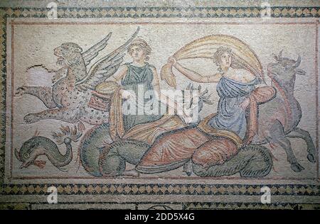 GAZIANTEP - TURKEY / September.17.2011: Zeugma Mosaic Museum,one of the largest mosaic collection in the world. Stock Photo