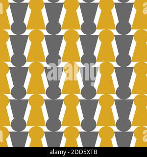 Fortuna Gold and gray Geometric Seamless Keyhole Patterns on white. Endless vector texture can be used for wrapping, wallpaper, tile backdrop, web Stock Vector
