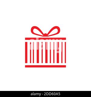 Red Barcode present box icon Stock Vector