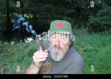fidel castro lookalike with cigar Stock Photo - Alamy
