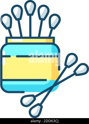 Cotton swabs RGB color icon Stock Vector