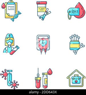 Medical diagnosis RGB color icons set Stock Vector