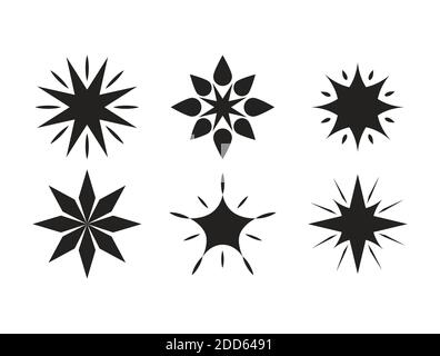 star silhouette style set of icons vector design Stock Vector