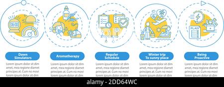 Tips to ease winter blues vector infographic template Stock Vector