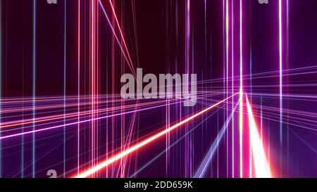 3d line neon cube in space, render illustration Stock Photo