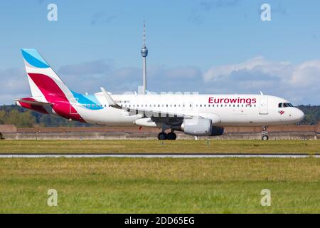 Stuttgart, Germany - October 4, 2020: Eurowings Europe Airbus A320 airplane at Stuttgart Airport in Germany. Airbus is a European aircraft manufacture Stock Photo
