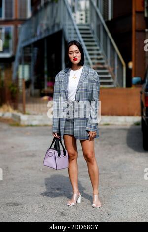 Street style, Tiffany Hsu arriving at Cecilie Bahnsen spring