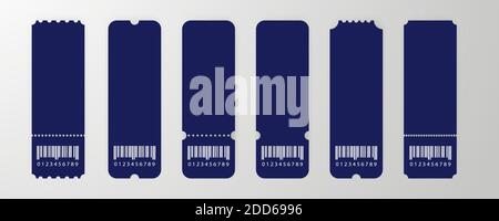 Ticket template. A set of tickets. Collection of templates of vintage tickets. Vector tickets with barcode. Stock Vector