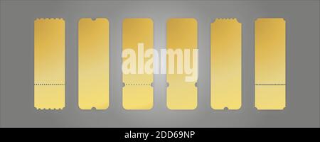 VIP ticket. Golden ticket template. Gold badge. Gold gradient vector. Use for cinema, festival, party, theater, event, entertainment show and circus. Stock Vector
