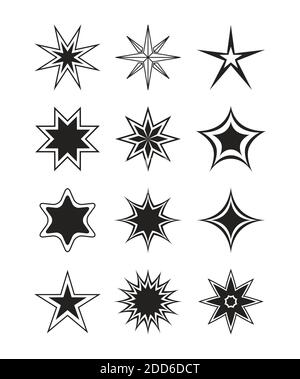 star silhouette style symbol set vector design Stock Vector