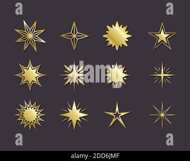 star gold style symbol set vector design Stock Vector