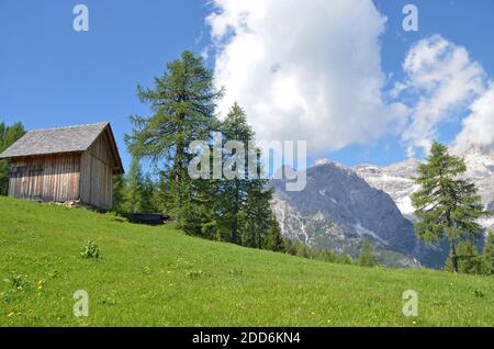 Hiking area Rotwandwiesen in the dolomites Stock Photo