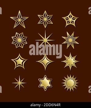 star gold style set icons vector design Stock Vector