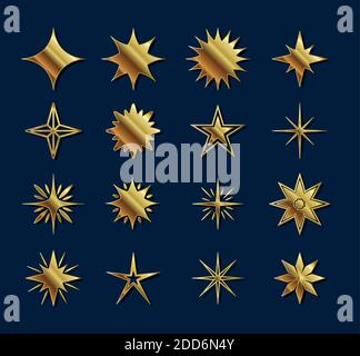 star gold style set of icons vector design Stock Vector