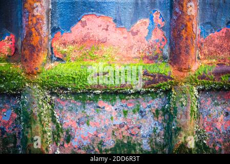 Old fishing boat rusting in Barmouth Harbour, Gwynedd, North Wales, Wales, United Kingdom, Europe Stock Photo