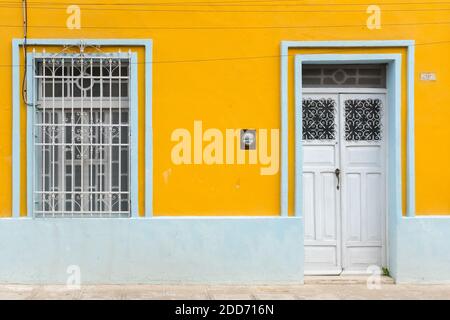 Facade of a house, historical center, Merida Mexico Stock Photo