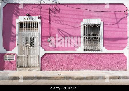 Facade of a house, historical center, Merida Mexico Stock Photo