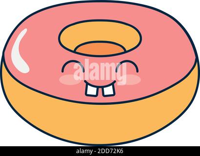 kawaii donut icon over white background, flat style, vector illustration Stock Vector