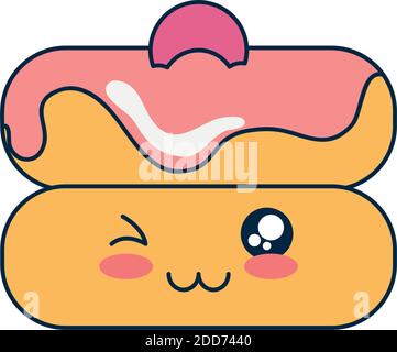 kawaii donuts icon over white background, flat style, vector illustration Stock Vector