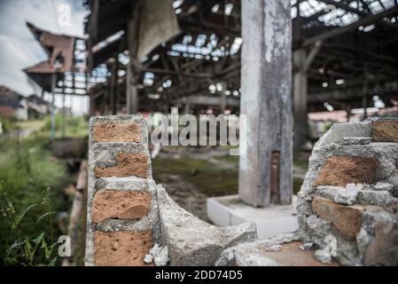 Ruins of Guru Kinayan Village, destroyed by the eruption of Sinabung Volcano, Berastagi (Brastagi), North Sumatra, Indonesia, Asia Stock Photo