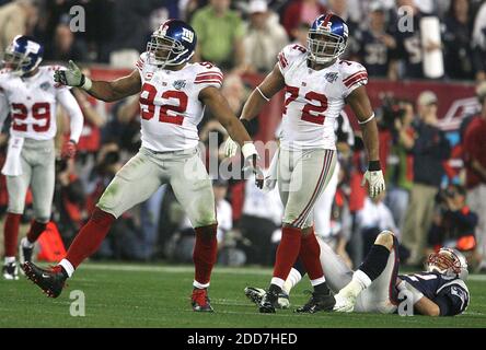 New York Giants Michael Strahan reacts to a sack in week 13 at Giants  Stadium in East Rutherford, New Jersey on December 4, 2005. The New York  Giants defeated the Dallas Cowboys