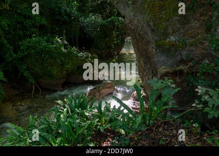 glimpse of the marmore waterfall in italy Stock Photo