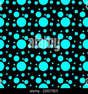 Vector geometric seamless pattern. Universal Repeating abstract circles figure in black blue. Modern halftone circle design, pointillism Stock Vector