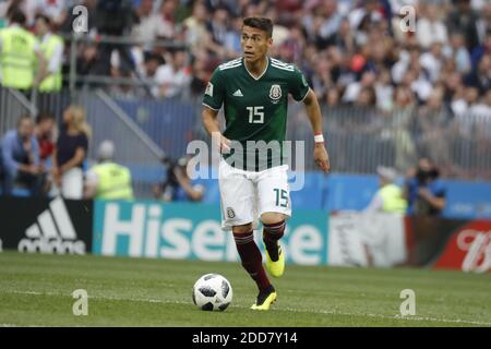 Mexico's Hector Moreno during the 2018 FIFA World Cup Russia game, Germany vs Mexico in Luzhniky Stadium, Moscow, Russia on June 17, 2018. Mexico won 1-0. Photo by Henri Szwarc/ABACAPRESS.COM Stock Photo
