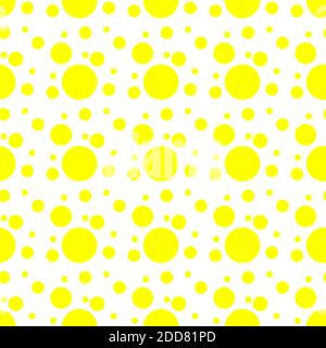 Vector geometric seamless pattern. Universal Repeating abstract circles figure in black white yellow. Modern halftone circle design, pointillism Stock Vector