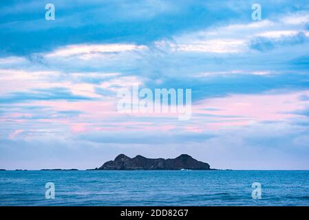 Sunrise at Playa Arco Beach, Uvita, Marino Ballena National Park, Puntarenas Province, Pacific Coast of Costa Rica Stock Photo