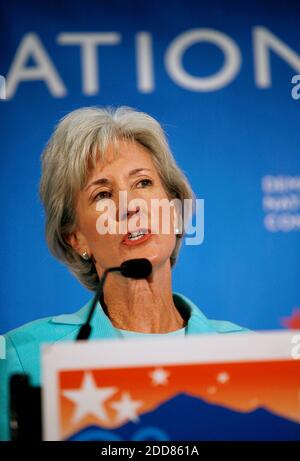 NO FILM, NO VIDEO, NO TV, NO DOCUMENTARY - Convention co-chair Kansas Governor Kathleen Sebelius officially kicks off the Democratic National Convention at the Colorado Convention Center in Denver, CO, USA, Sunday August 24, 2008. Photo by Brian Baer/Sacramento Bee/MCT/ABACAPRESS.COM Stock Photo