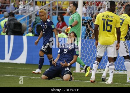 Japan's Hiroki Sakai frustration after missing a goal during the 2018 FIFA World Cup Russia game, Colombia vs Japan in Saransk Stadium, Saransk, Russia on June 19, 2018. Japan won 2-1. Photo by Henri Szwarc/ABACAPRESS.COM Stock Photo