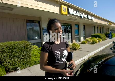 NO FILM, NO VIDEO, NO TV, NO DOCUMENTARY - Marcellina Amonoo comes out of Washington Mutual Bank who has agreed to sell its assets and some of its branch offices to JP Morgan Chase, in Sacramento, CA, USA on Friday, September 26, 2008. Photo by Lezlie Sterling/Sacramento Bee/MCT/ABACAPRESS.COM Stock Photo