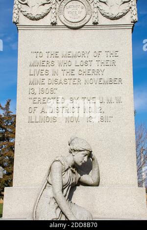 Cherry, Illinois / United States - November 23rd, 2020:  Mine disaster monument in small town cemetery. Stock Photo