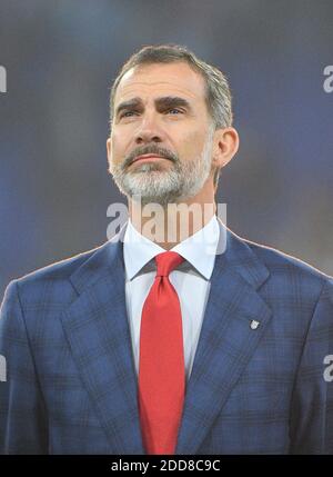 King of Spain Felipe VI after the UEFA Europa League Final soccer match, Olympique de Marseille vs Atletico Madrid in Lyon-Decines stadium, Decines, France on May 16th, 2018. Atletico Madrid won 3-0.. Photo by Christian Liewig/ABACAPRESS.COM Stock Photo