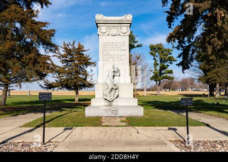 Cherry, Illinois / United States - November 23rd, 2020:  Mine disaster monument in small town cemetery. Stock Photo