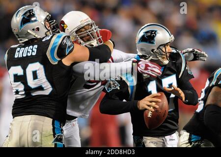 Carolina Panthers offensive tackle Jordan Gross (69) watches pre-game  introductions prior to the game against the St. Louis Rams at Bank of  America Stadium, on November 19, 2006 in Charlotte. (UPI Photo/Bob