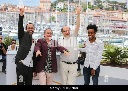 Marion Gachet, Cedric Herrou, director Michel Toesca, producer Jean-Marie Gigon and Aboubakar Ali attend the 'Libre' Photocall during the 71st annual Cannes Film Festival at Palais des Festivals on May 18, 2018 in Cannes, France. Photo by David Boyer/ABACAPRESS.COM Stock Photo