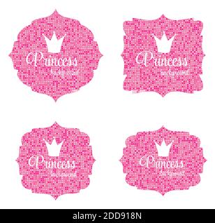 Pink Princess Crown Frame Illustration Stock Photo - Alamy
