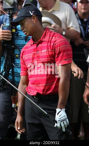 NO FILM, NO VIDEO, NO TV, NO DOCUMENTARY - A disappointed Tiger Woods appears on the 12th hole during the final round of the PGA Championship at Hazeltine National Golf Club in Chaska, MN, USA on August 16, 2009. Yang went on to win the championship, with Woods finishing second. Photo by Brian Peterson/Minneapolis Star Tribune/MCT/Cameleon/ABACAPRESS.COM Stock Photo